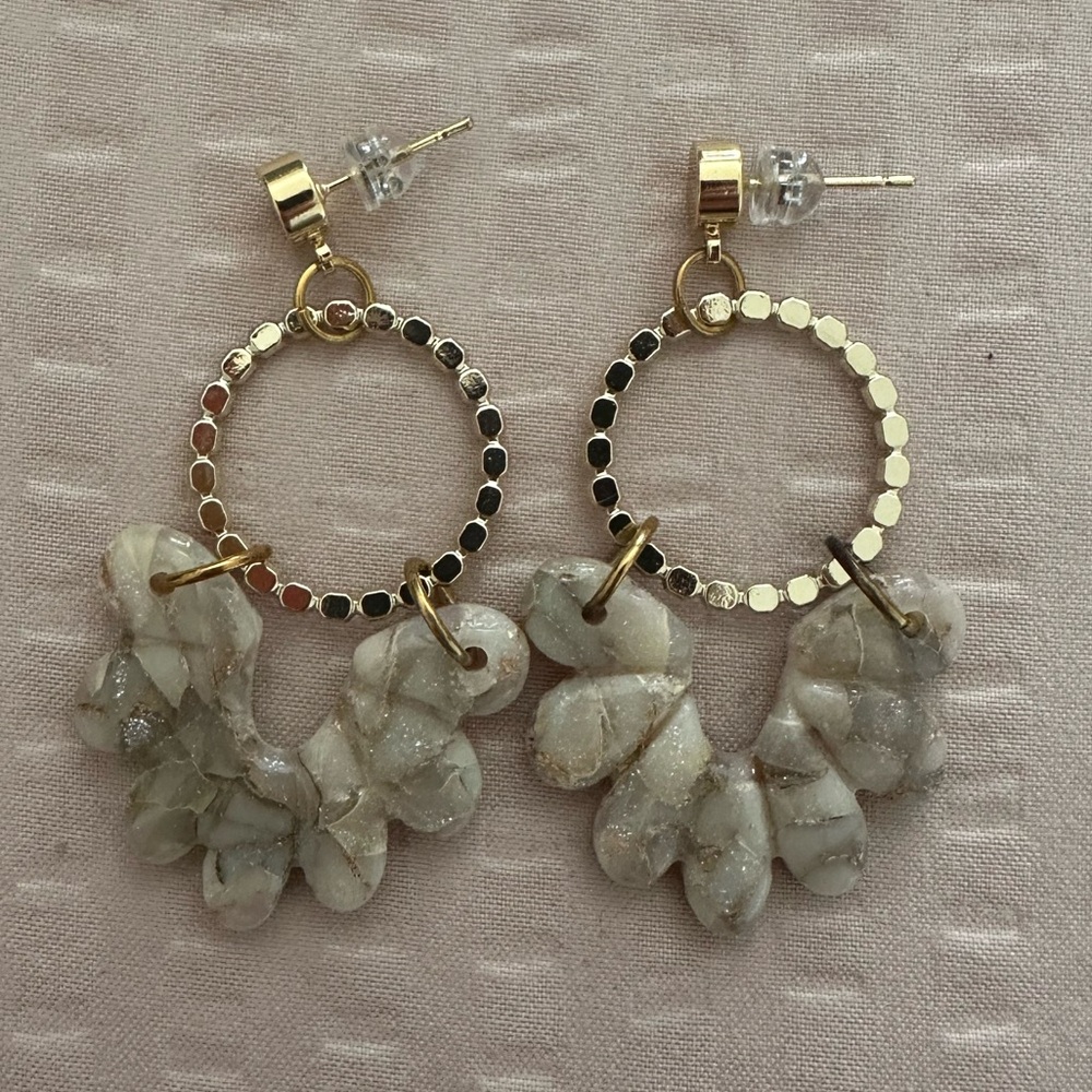 Gold & cream statement earrings